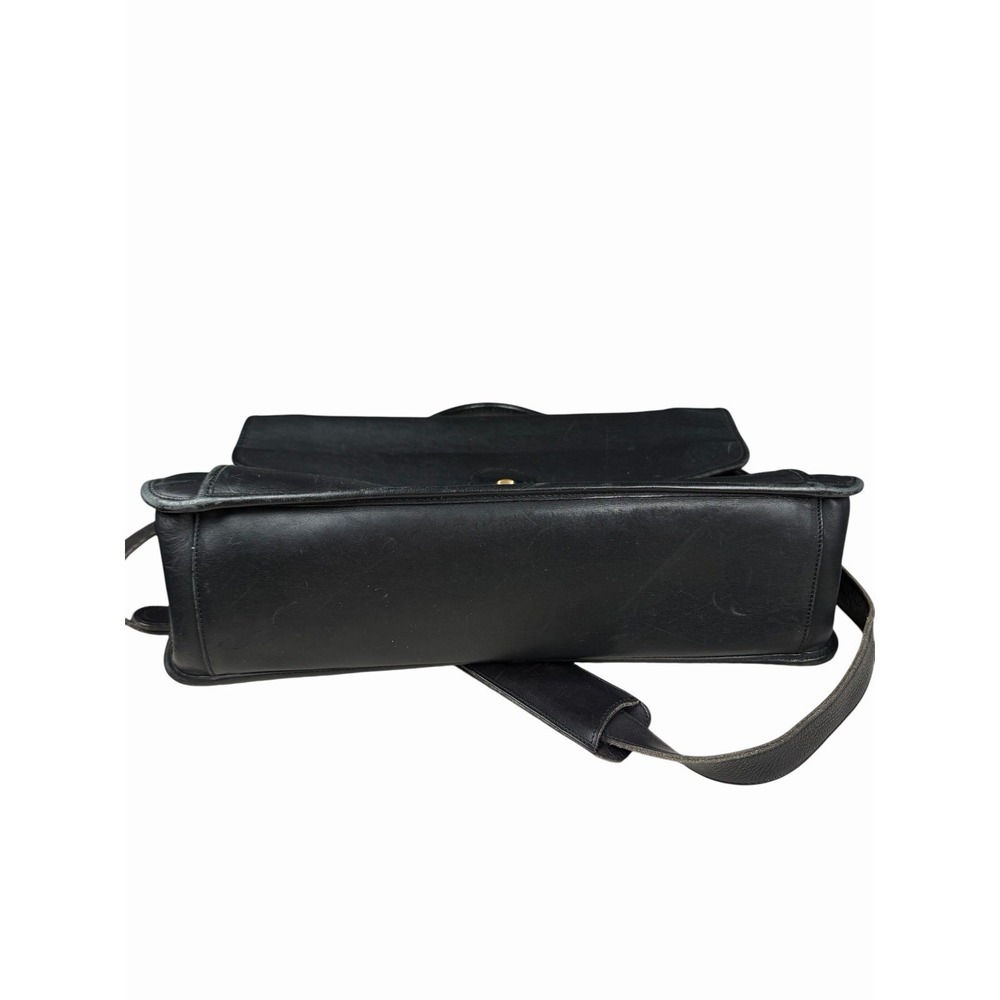 Vintage Coach Leather Briefcase Messenger Black Bag Classic Turnlock w Strap - Picture 4 of 16